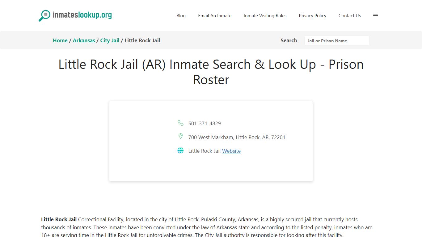 Little Rock Jail (AR) Inmate Search & Look Up - Prison Roster